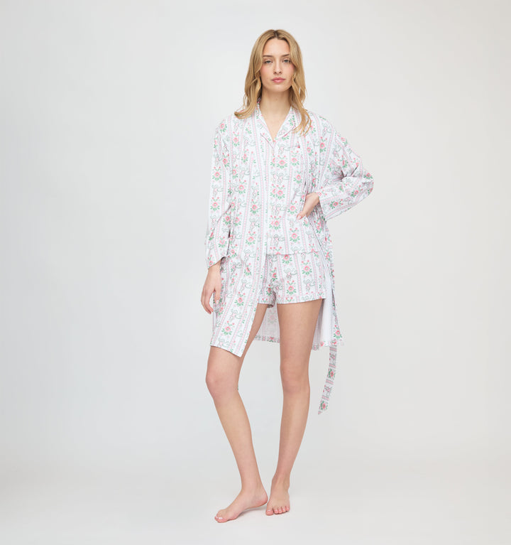 Roller Rabbit x Hill House Blake Robe - Pink Monkey Block Stripe