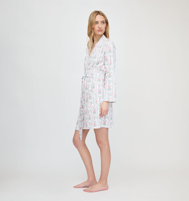 Roller Rabbit x Hill House Blake Robe - Pink Monkey Block Stripe