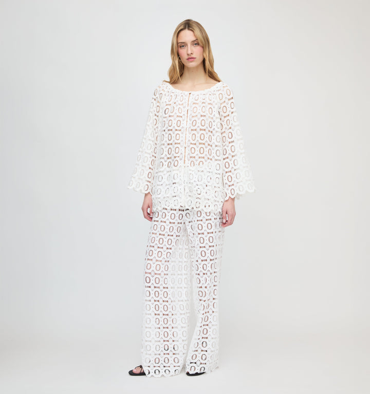 The Kaya Pool Pant - White Broderie