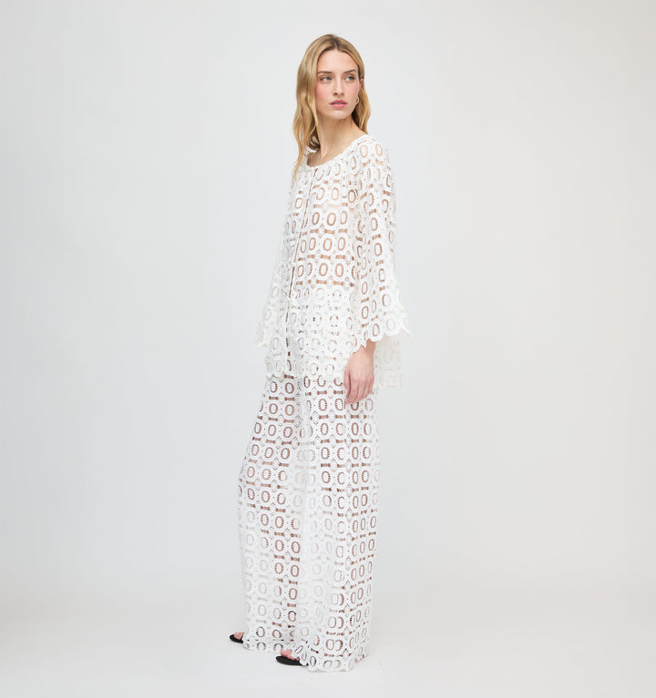 The Kaya Pool Pant - White Broderie