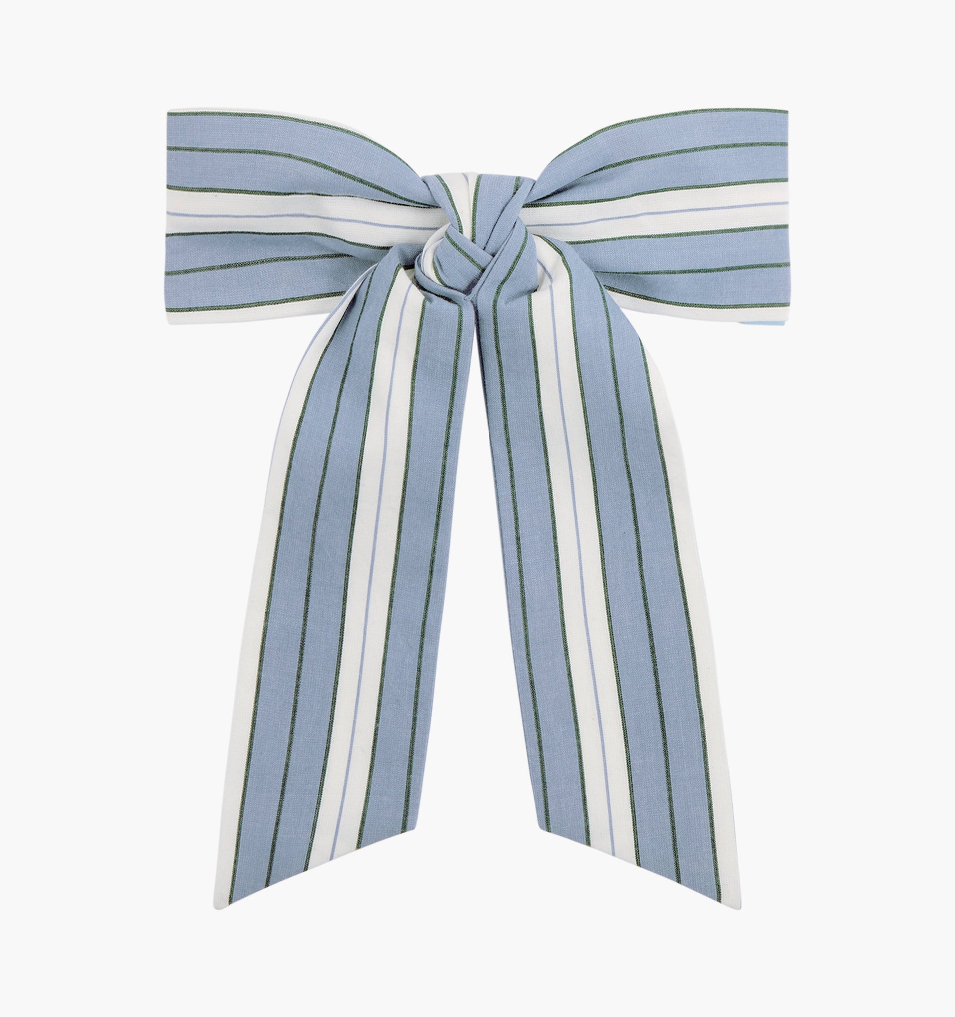 The Belle Bow -  Coln Ticking Stripe Dusty Blue