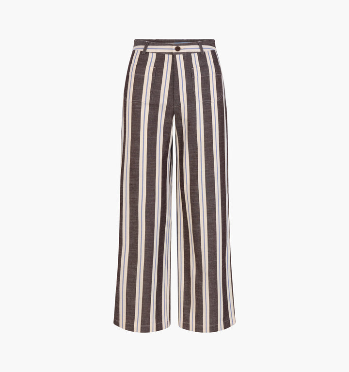 The Mindy Pant -  Coln Ticking Stripe Chocolate