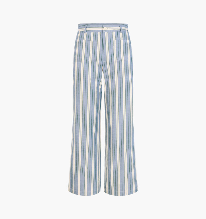 The Mindy Pant -  Coln Ticking Stripe Dusty Blue