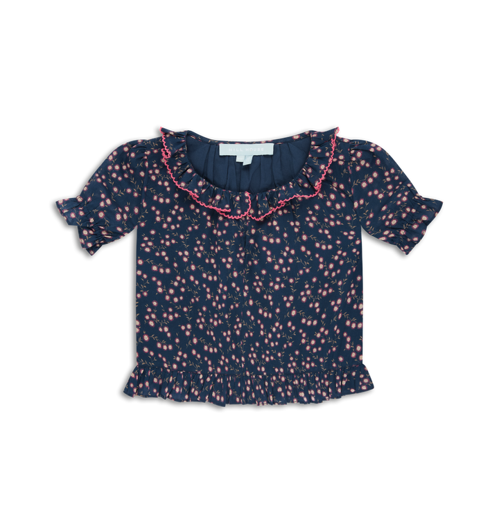 The Tiny Denver Top -  Daisy Ditsy Toss Navy