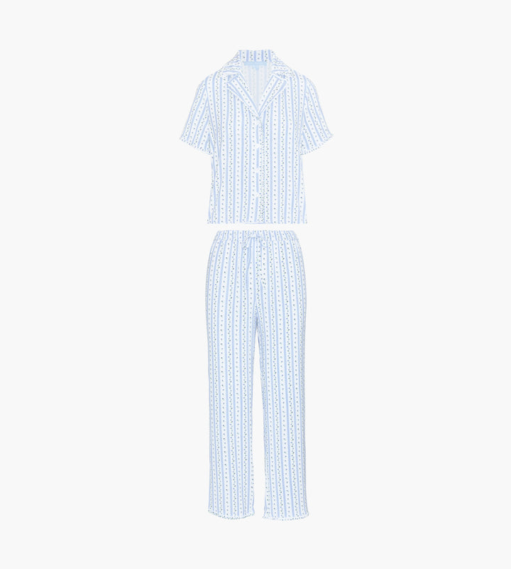 The Marina Pajama Set - Blue Petal Stripe