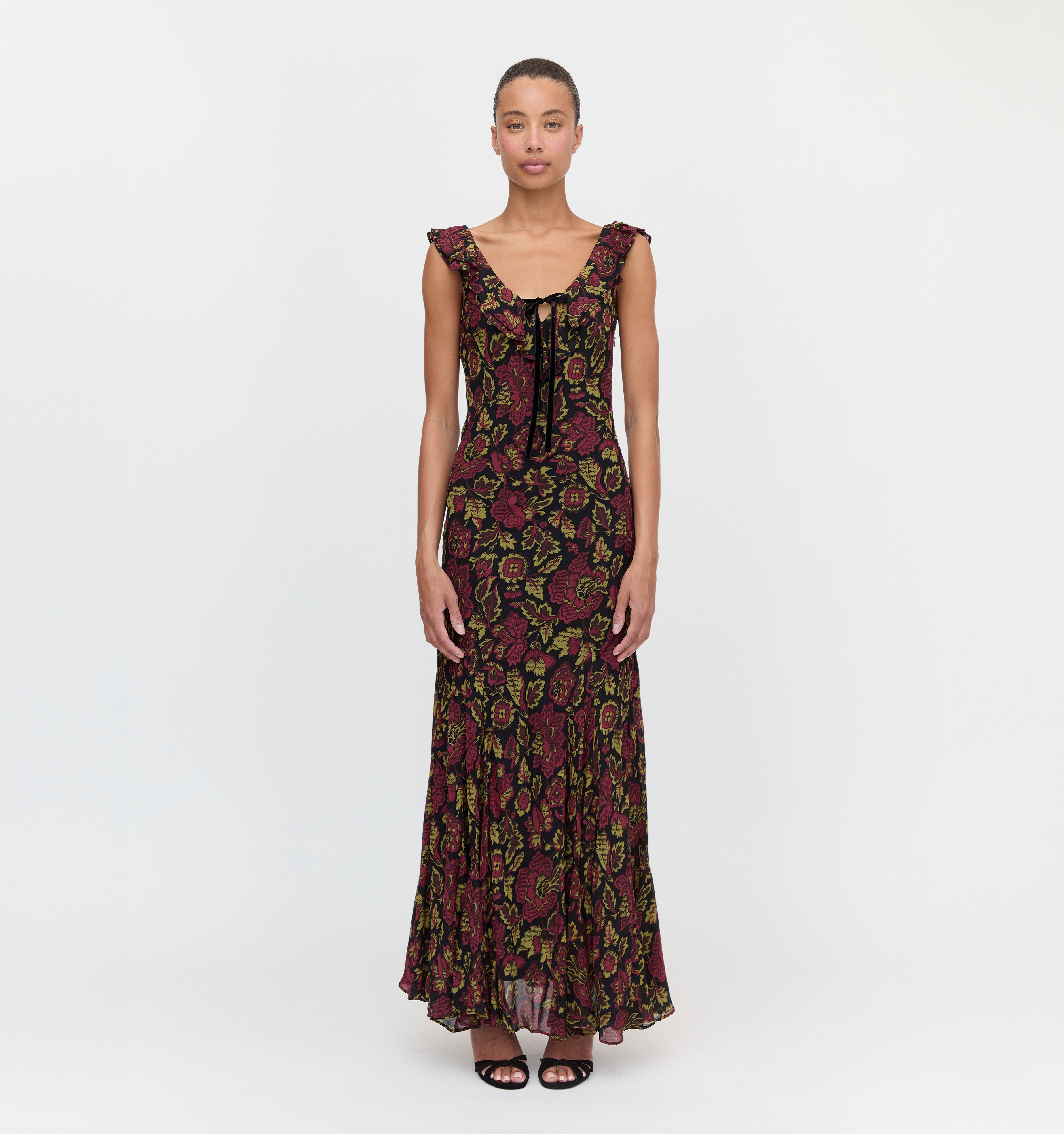 The Augustina Dress - Black Palampore Floral