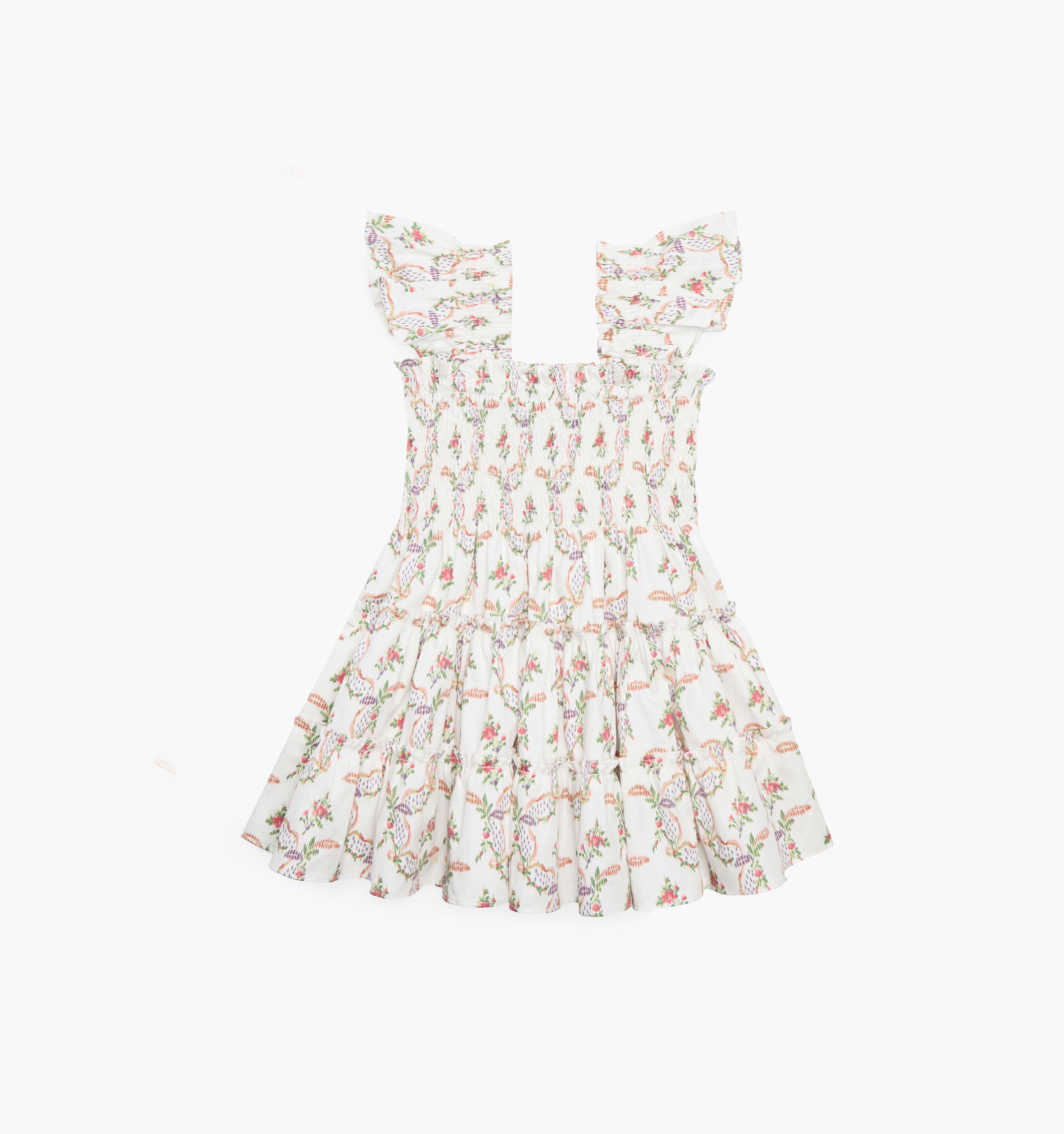 The Tiny Ellie Nap Dress - Pink Ribbon Rose Ikat