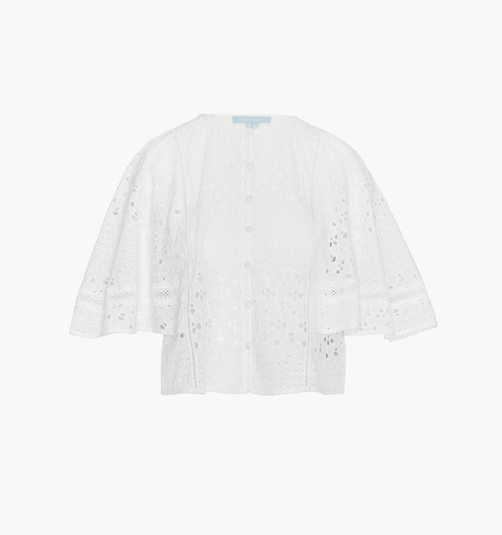The Meadow Top - White Floral Broderie