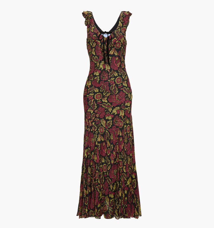 The Augustina Dress - Black Palampore Floral