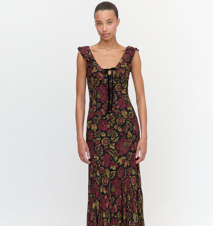 The Augustina Dress - Black Palampore Floral