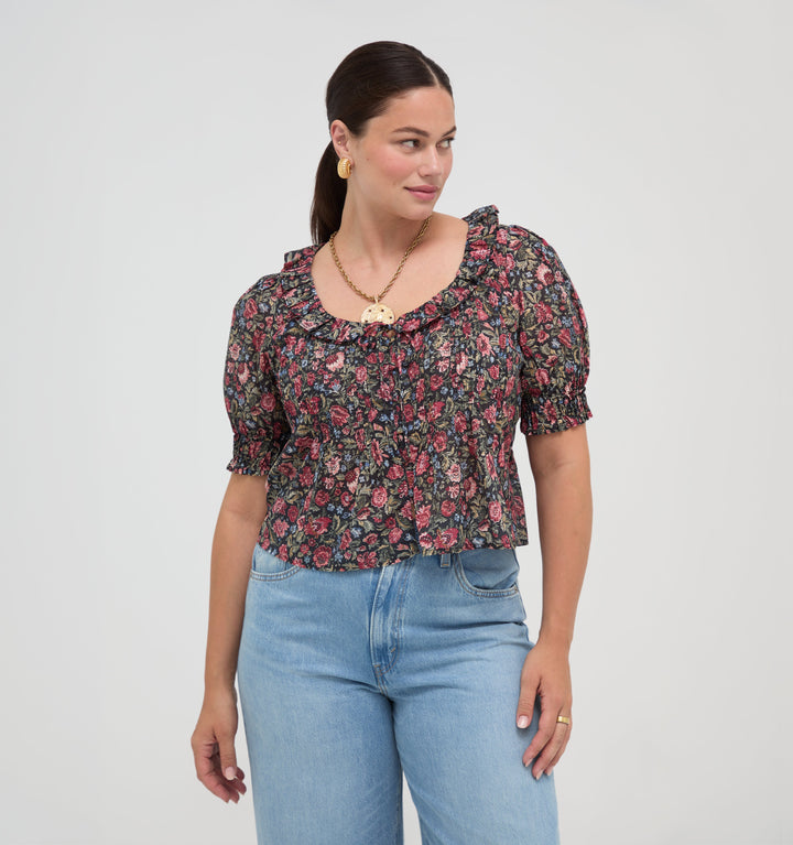 The Camri Top -  Jacobean Sprig