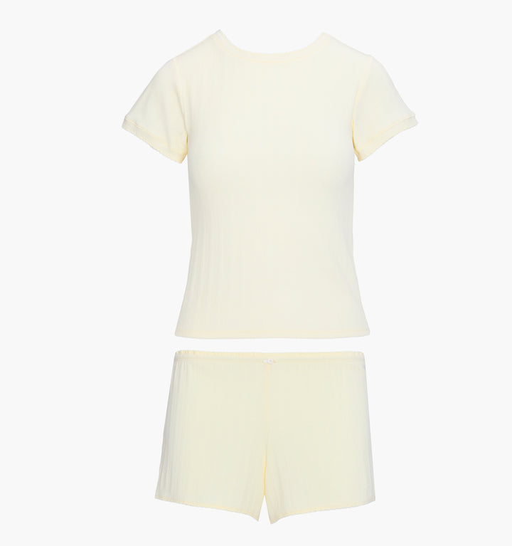 The Coco Pointelle PJ Set - Butter Yellow Pointelle