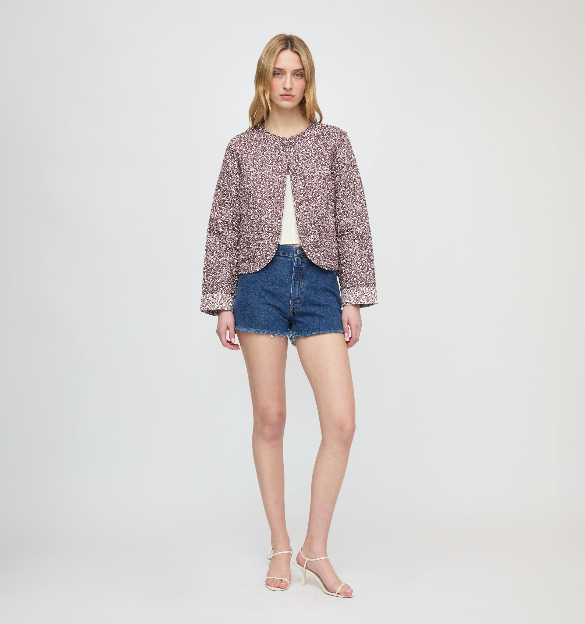 The Cropped Rowan Jacket - Chocolate Ditsy Thistle