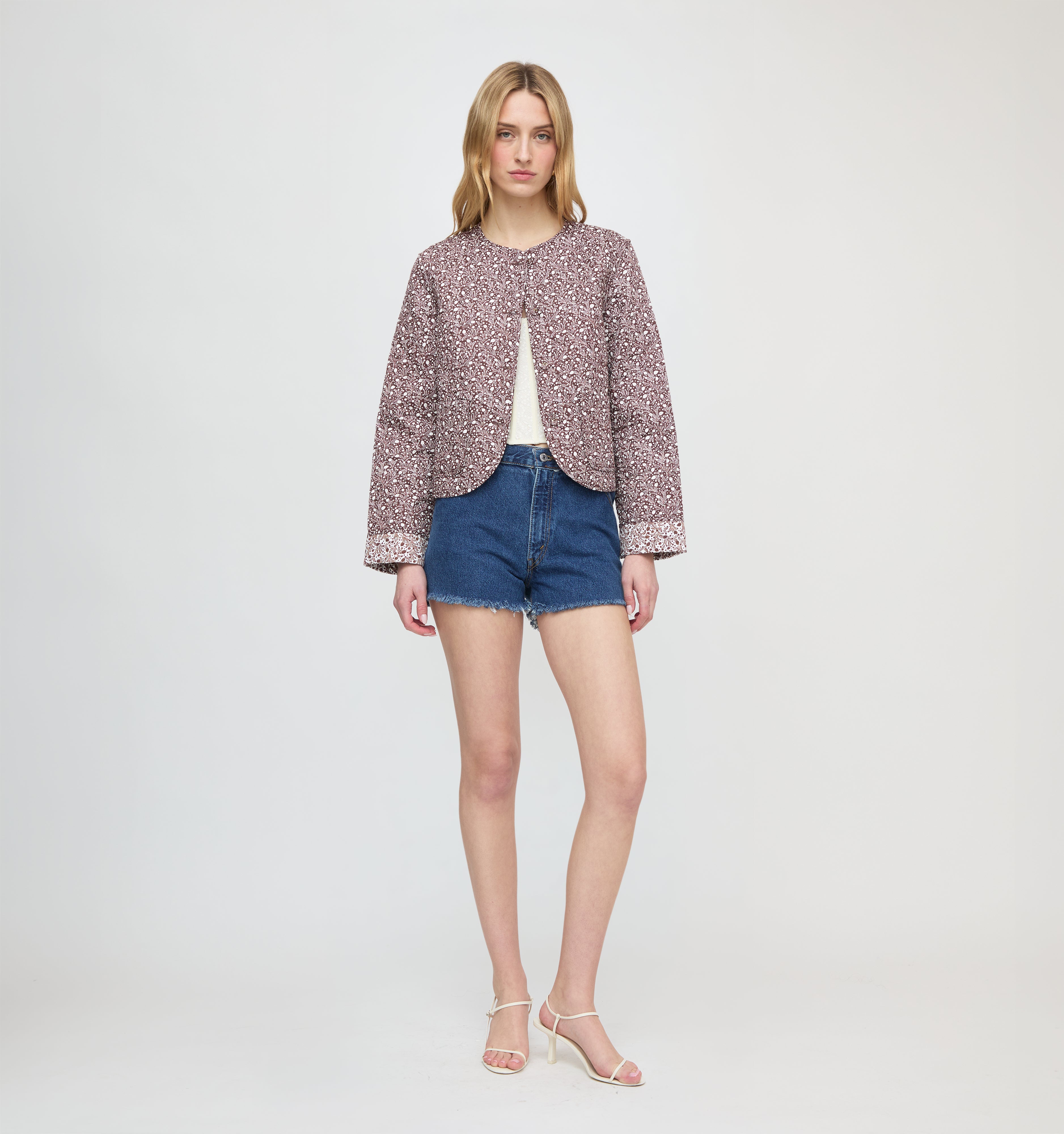 The Cropped Rowan Jacket - Chocolate Ditsy Thistle