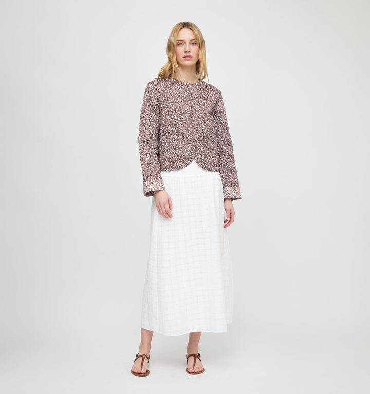 The Cropped Rowan Jacket - Chocolate Ditsy Thistle