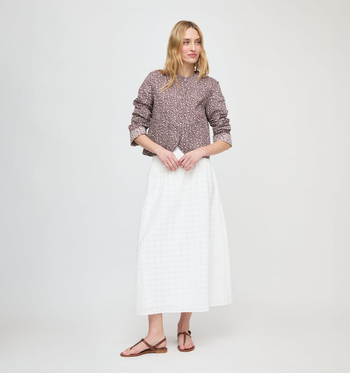 The Cropped Rowan Jacket - Chocolate Ditsy Thistle