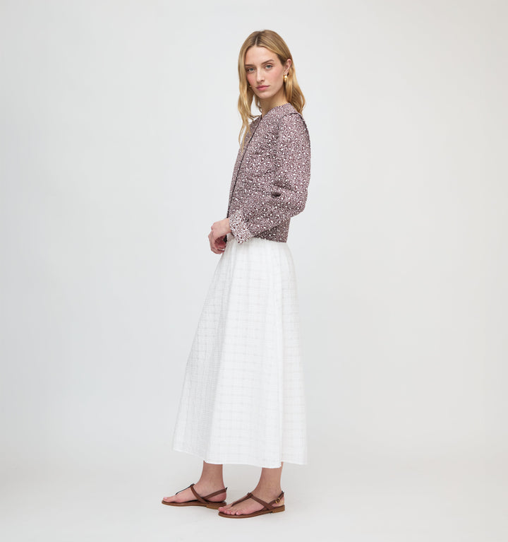 The Cropped Rowan Jacket - Chocolate Ditsy Thistle