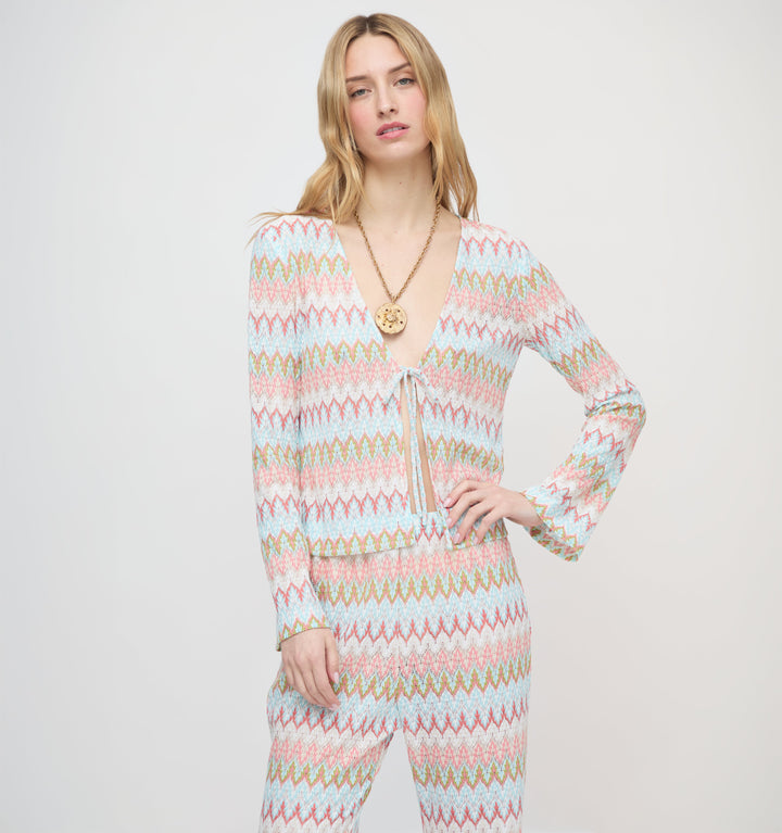 The Delia Top - White Multi Smooth Shimmer Knit