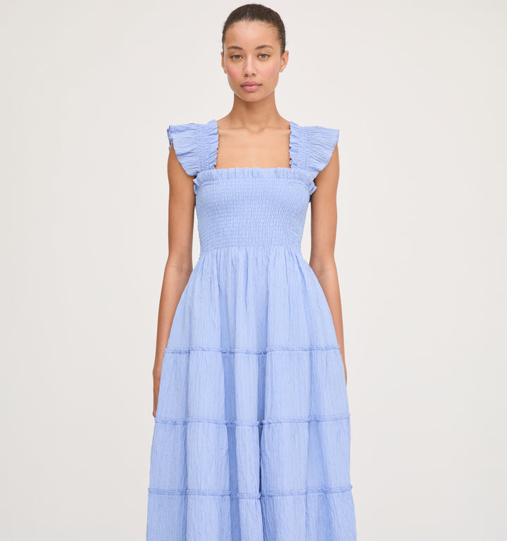 The Ellie Maxi Nap Dress - Bluebird Tonal Seersucker