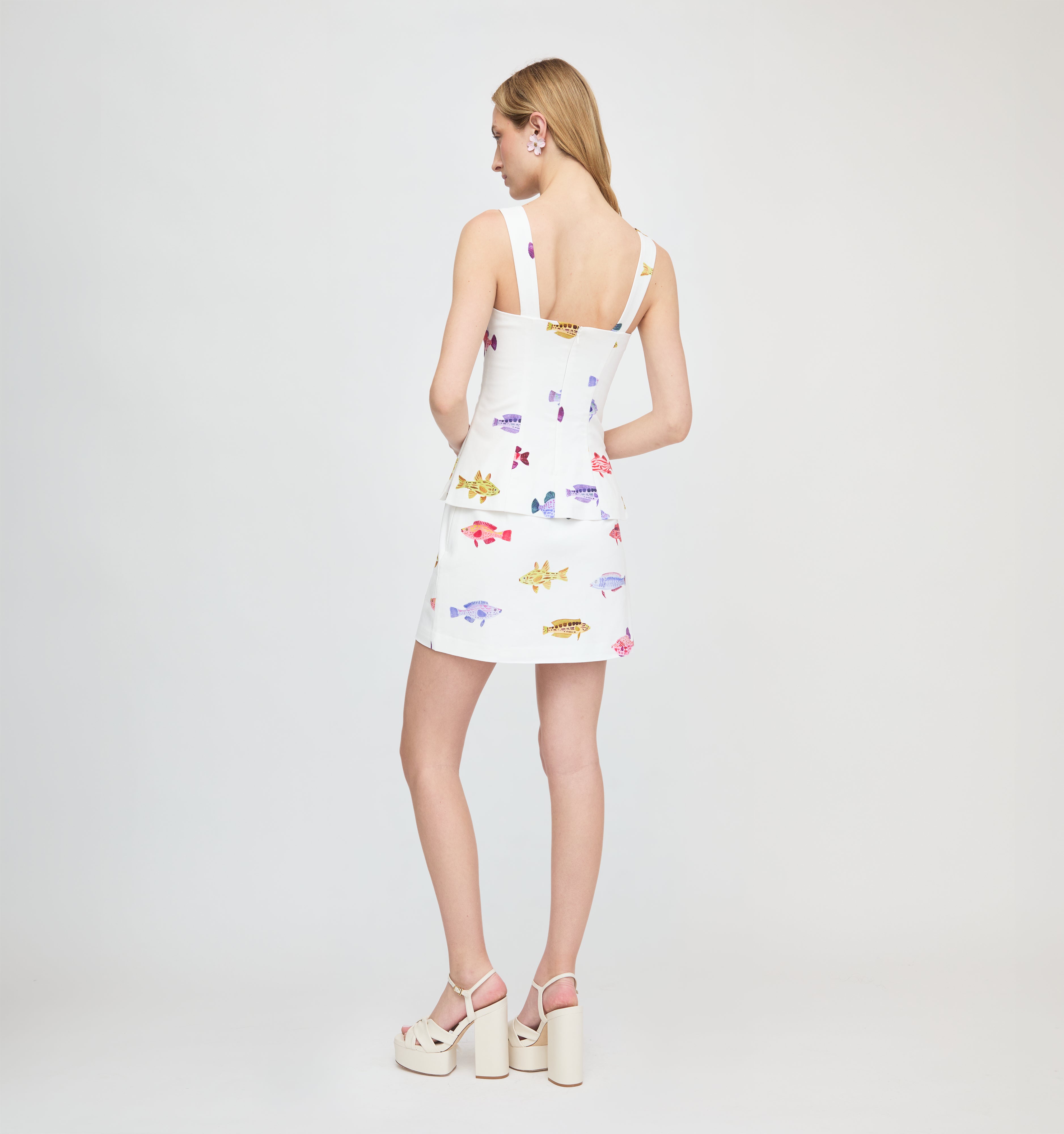 The Hallie Skirt - White Rainbow Fish