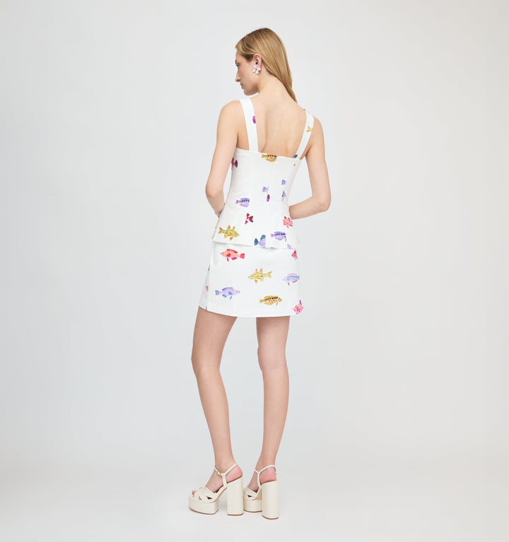 The Hallie Skirt - White Rainbow Fish