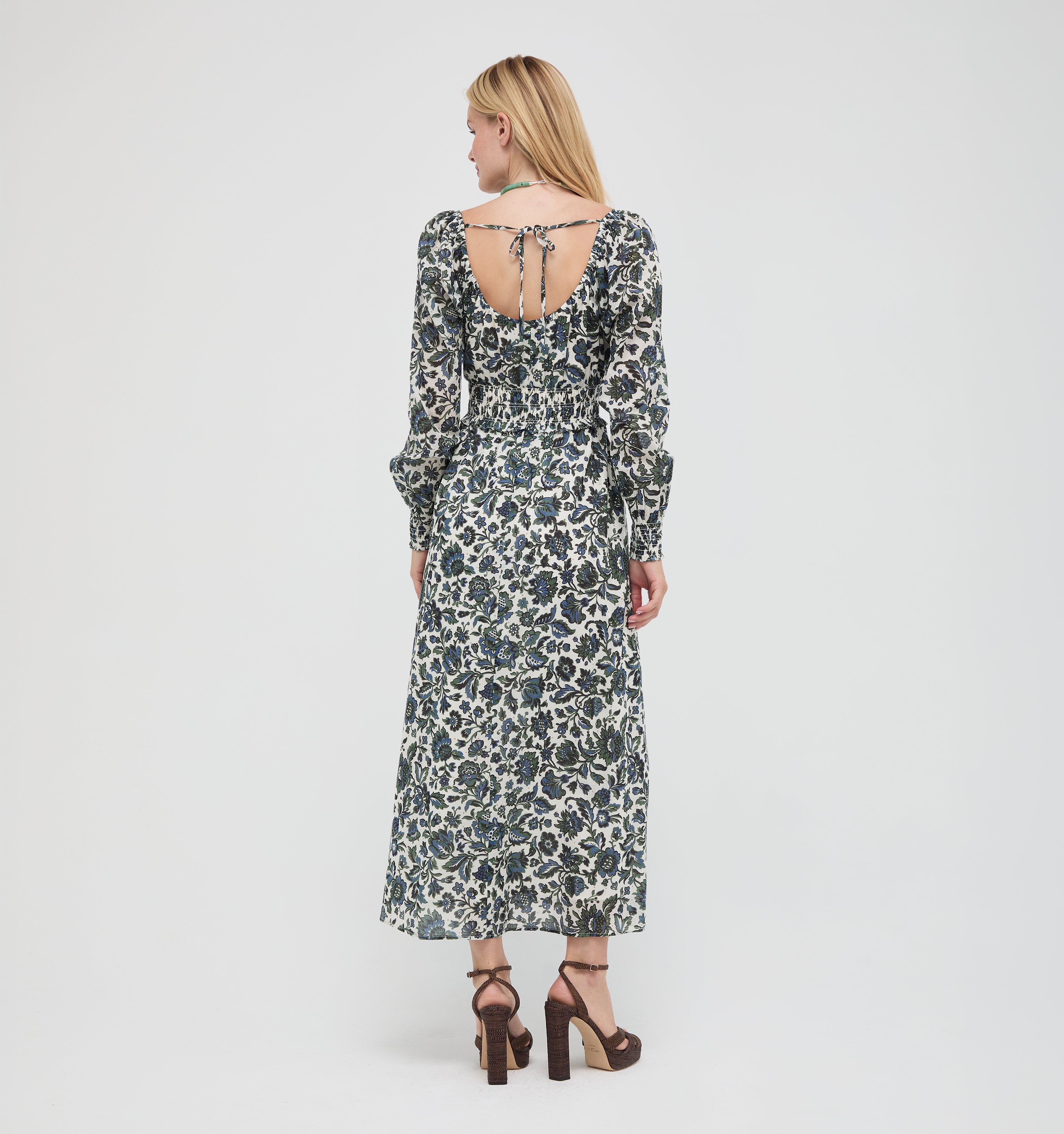 The Eugenia Nap Dress -  Jacobean Bloom Blue/Green