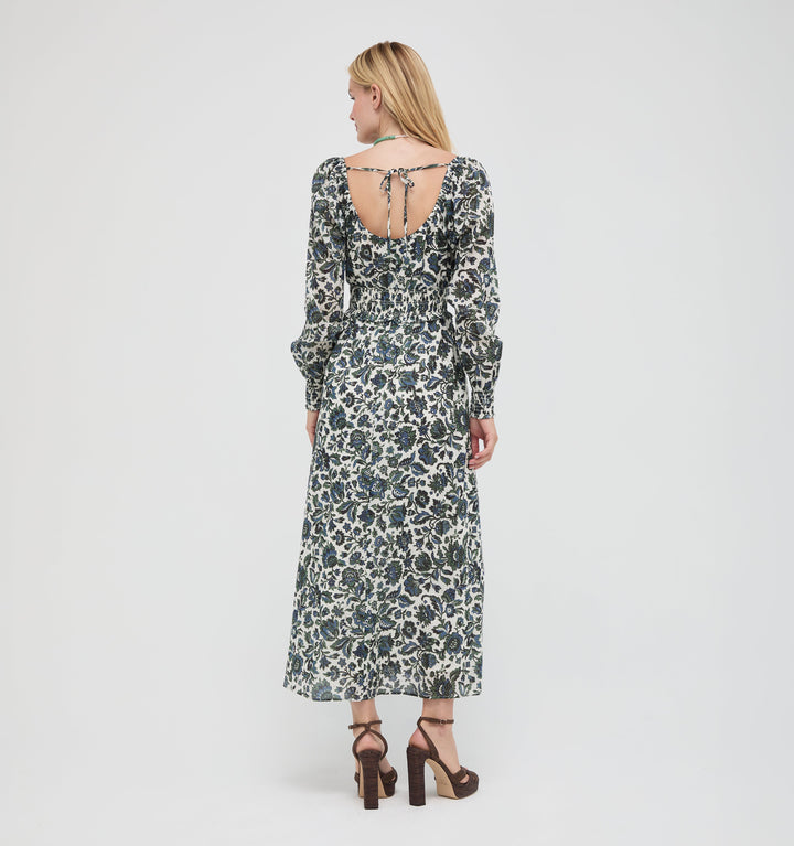 The Eugenia Nap Dress -  Jacobean Bloom Blue/Green