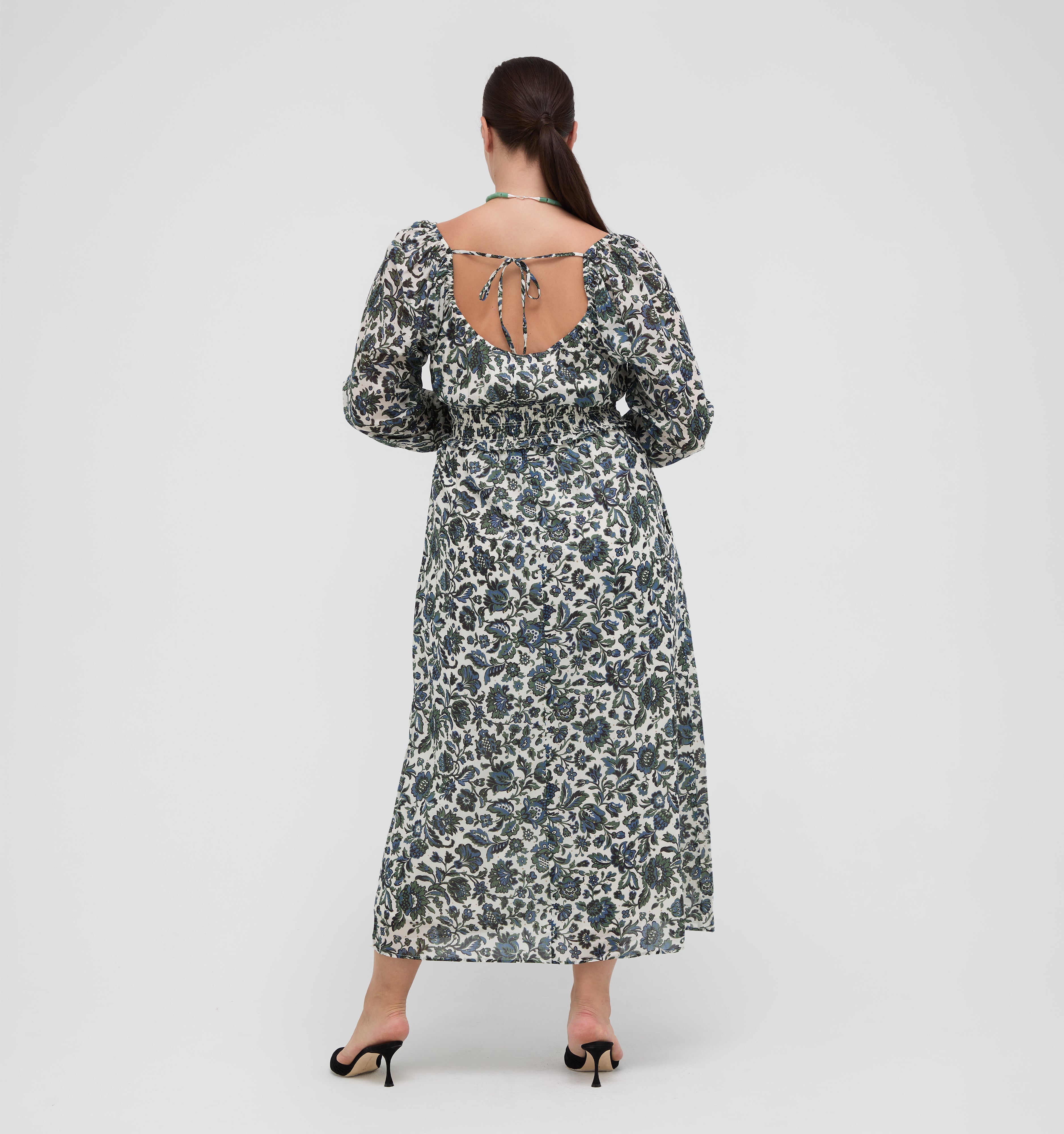 The Eugenia Nap Dress -  Jacobean Bloom Blue/Green