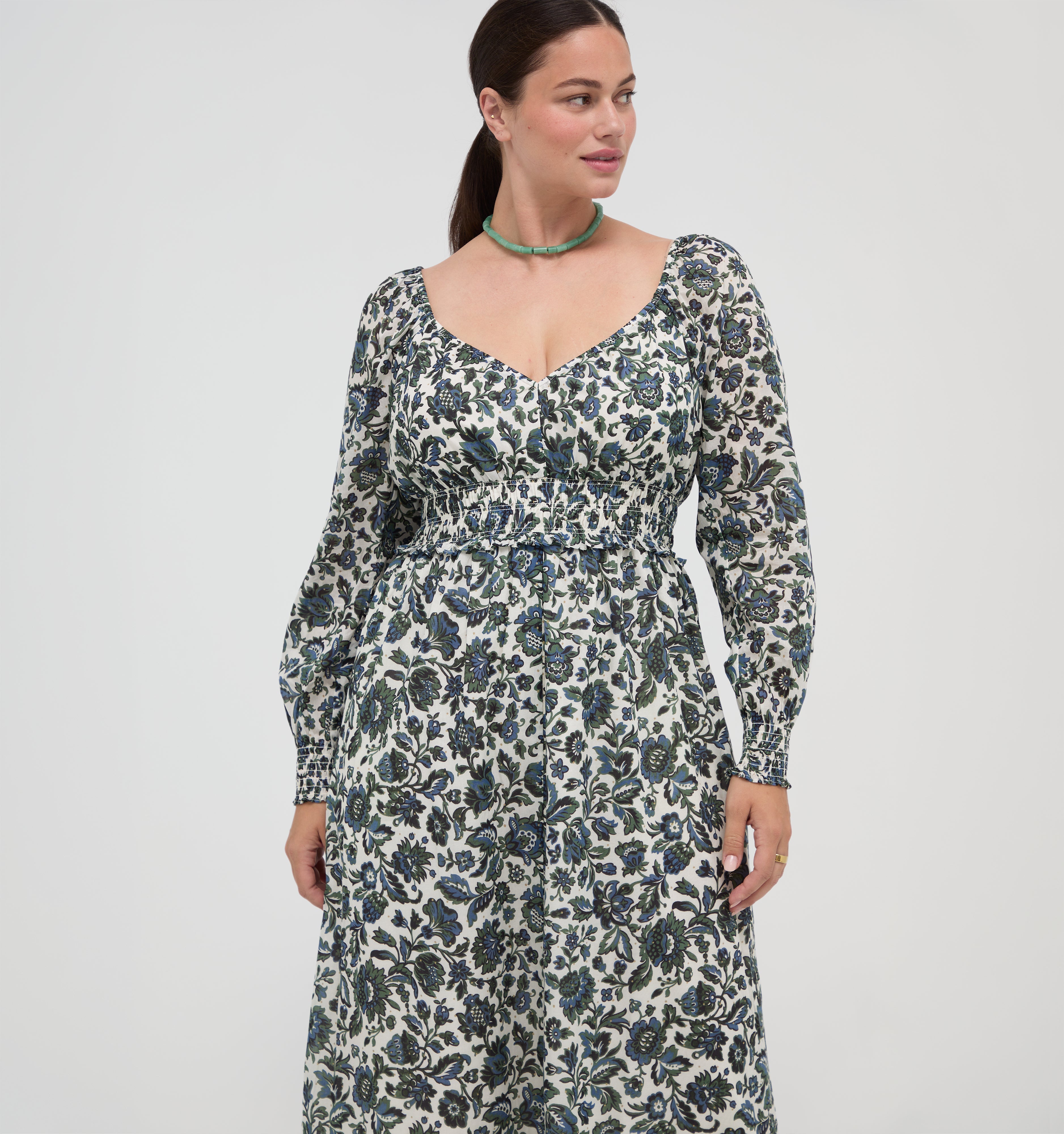 The Eugenia Nap Dress -  Jacobean Bloom Blue/Green