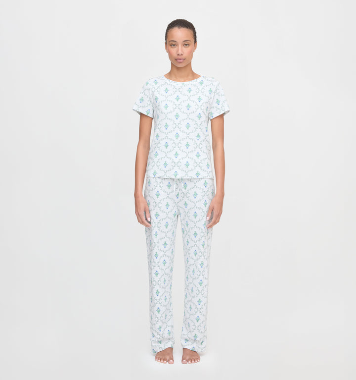 The Kelly Pajama Set - Green Trellis