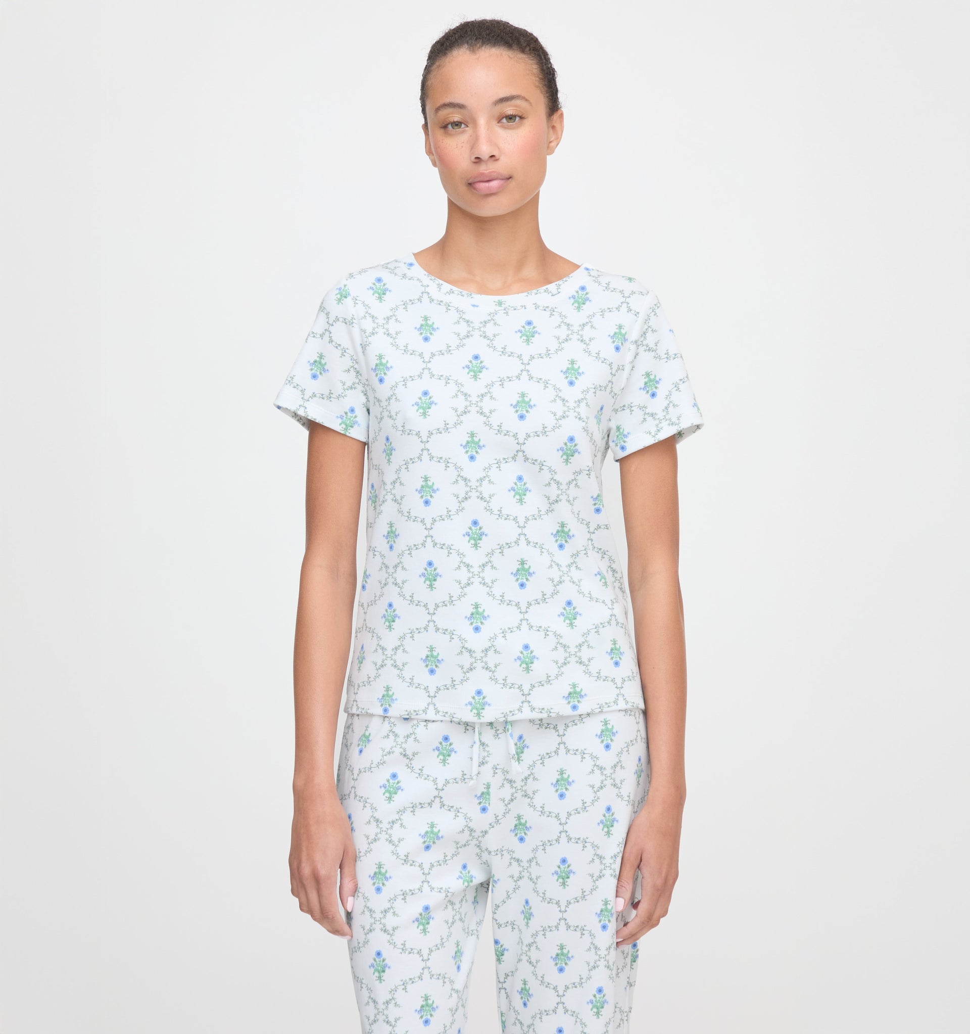 The Kelly Pajama Set - Green Trellis