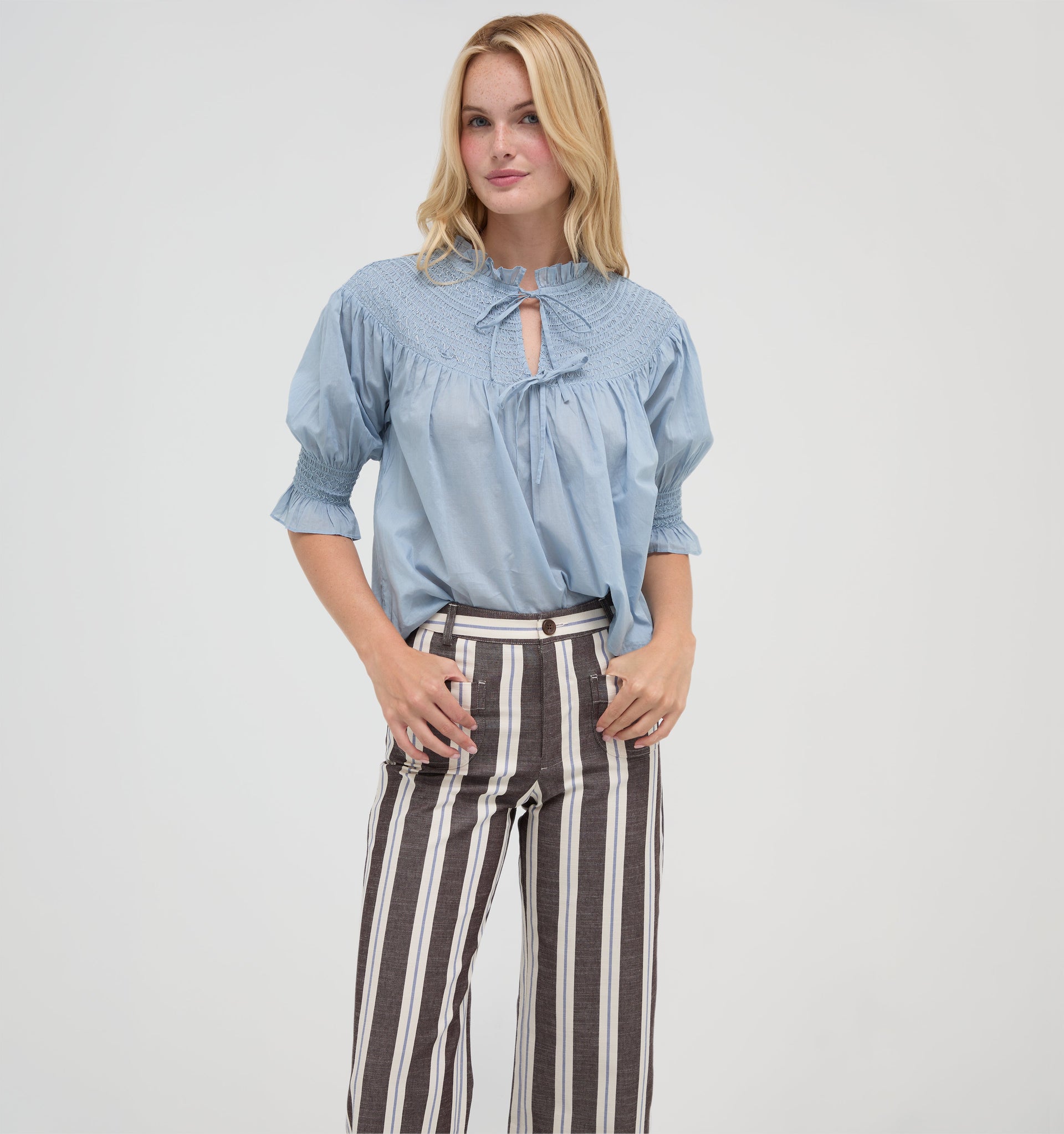 The Zinnia Top -  Dusty Blue