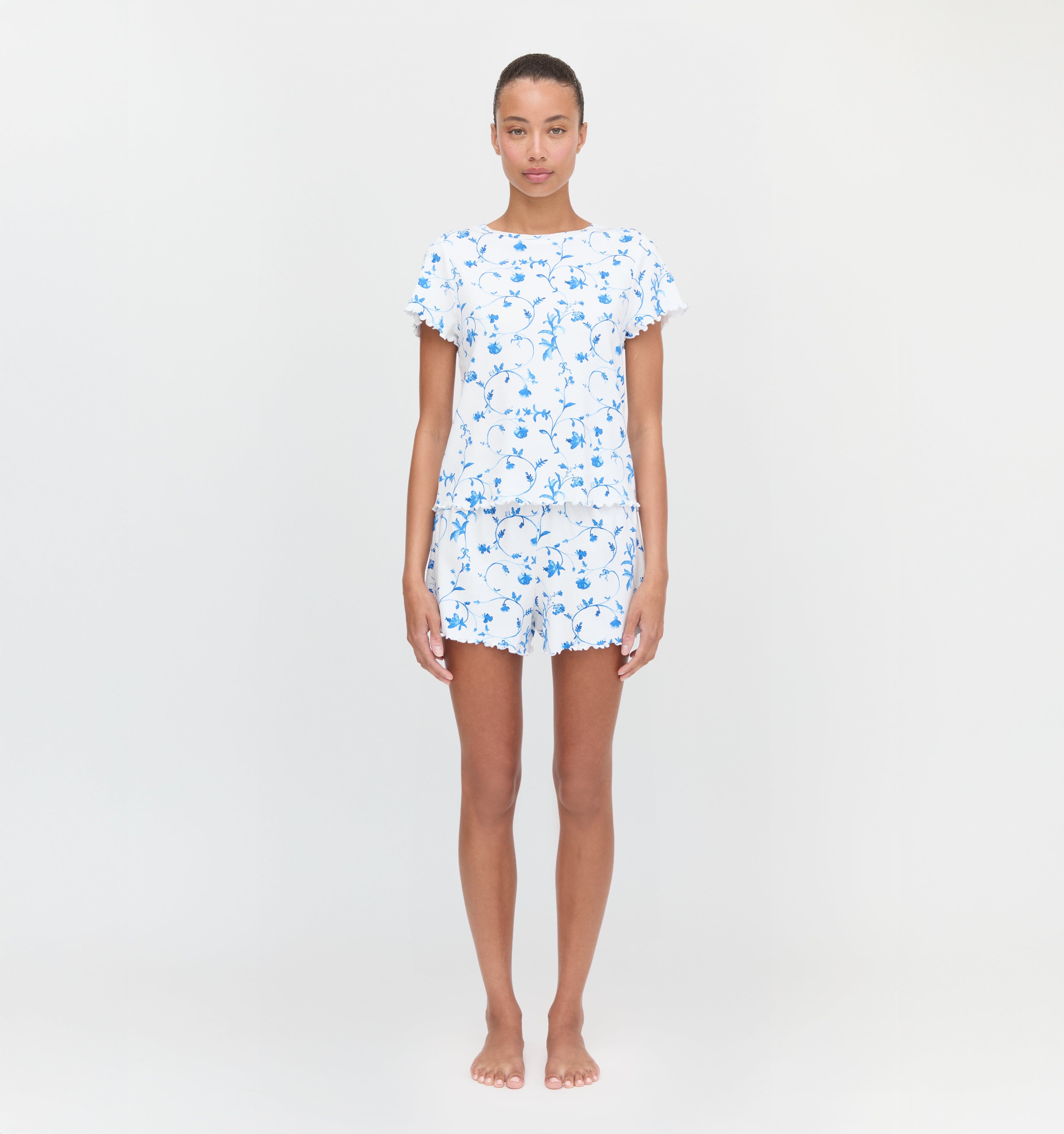 The Nina Pajama Set - Blue Botanical
