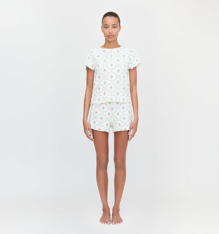 The Nina Pajama Set - Pastel Trellis