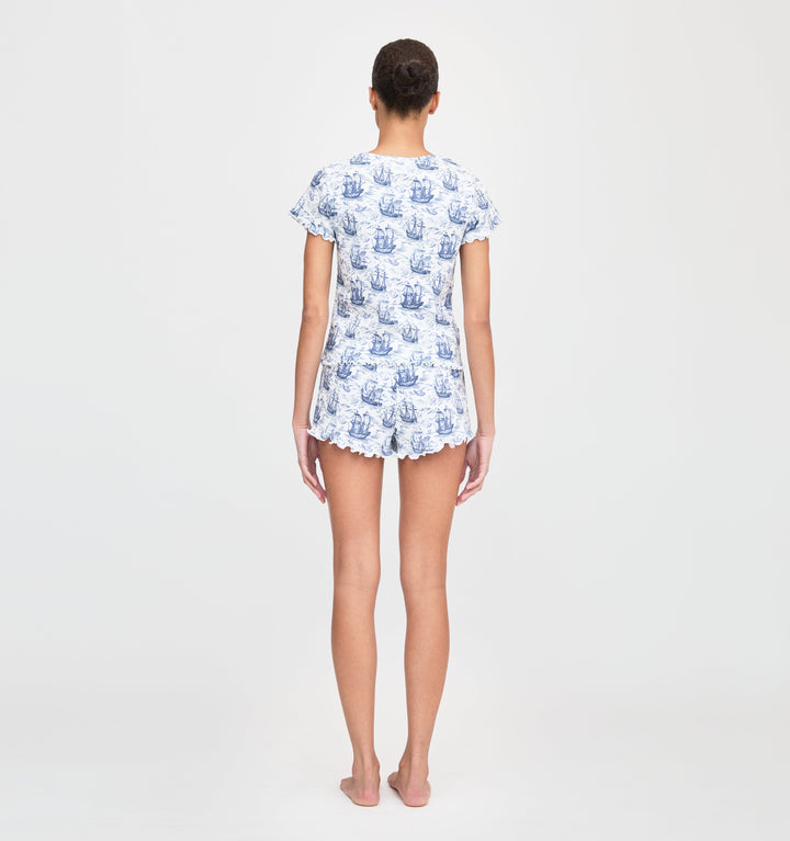 The Nina Pajama Set - Navy Mariner's Toile