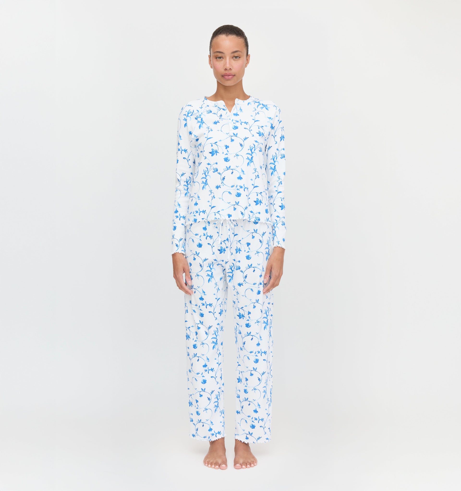 The Olivia Pajama Set - Blue Botanical