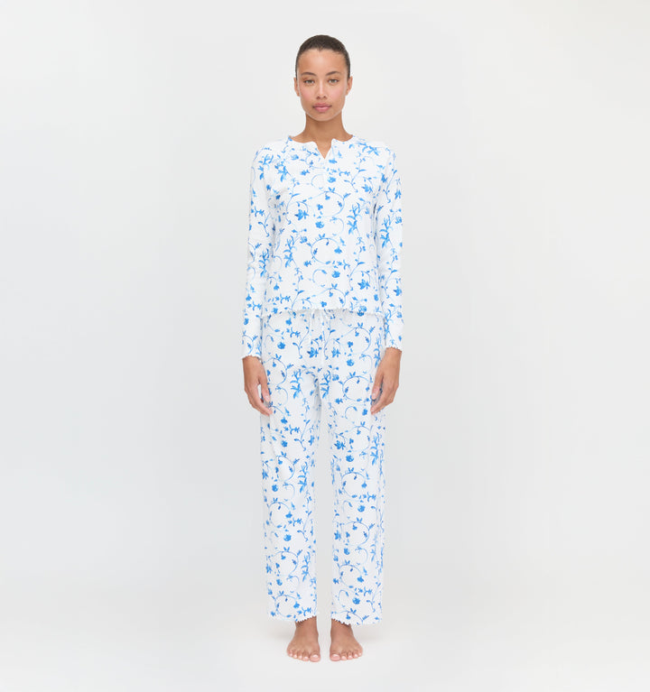 The Olivia Pajama Set - Blue Botanical