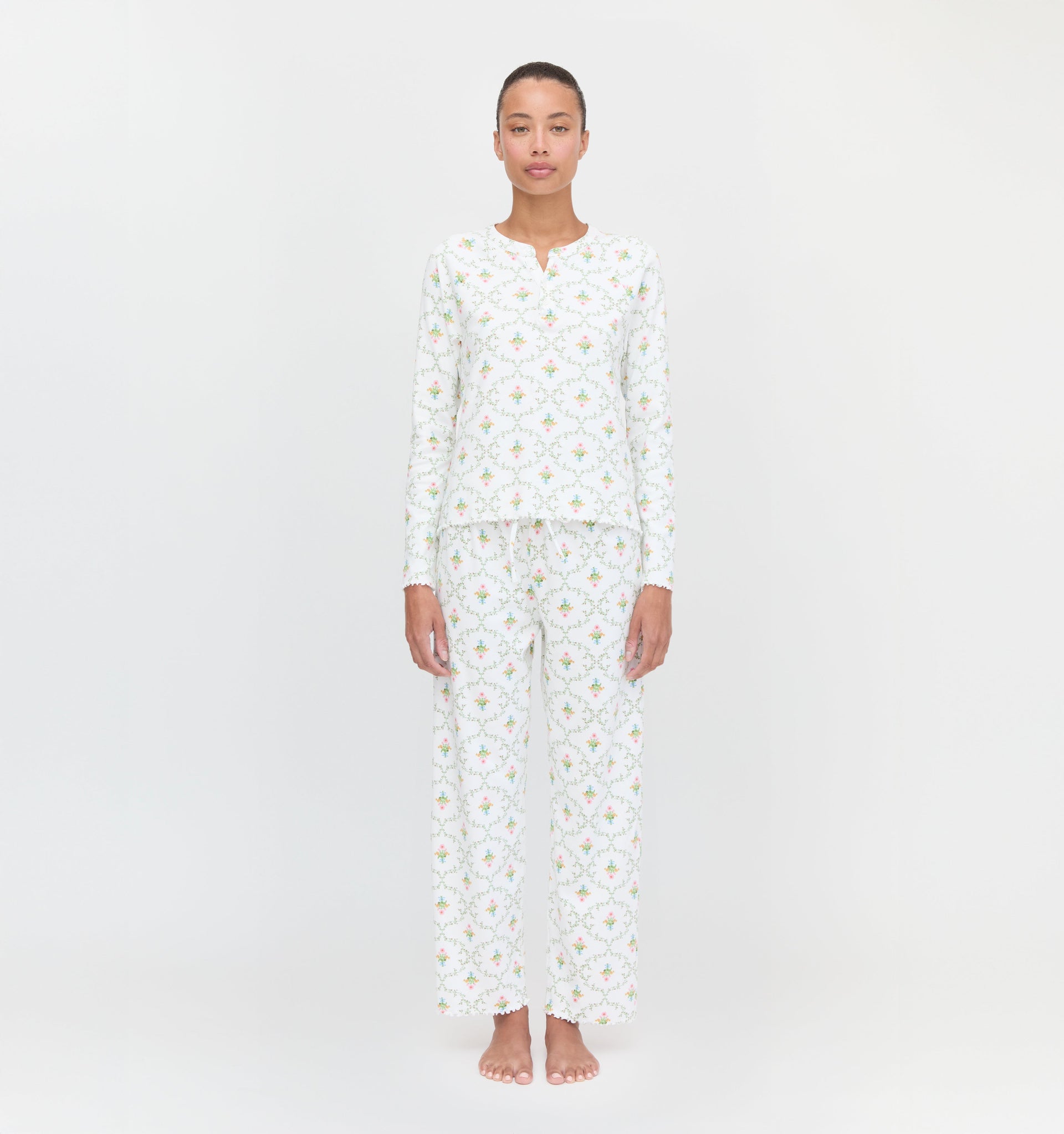 The Olivia Pajama Set - Pastel Trellis