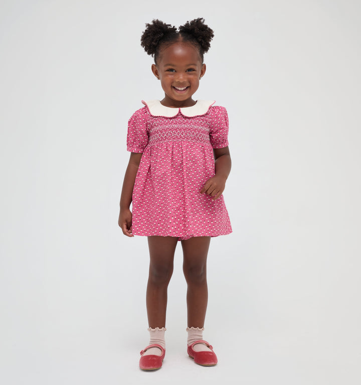 The Tiny Mina Nap Dress -  Poppy Half Drop Rose