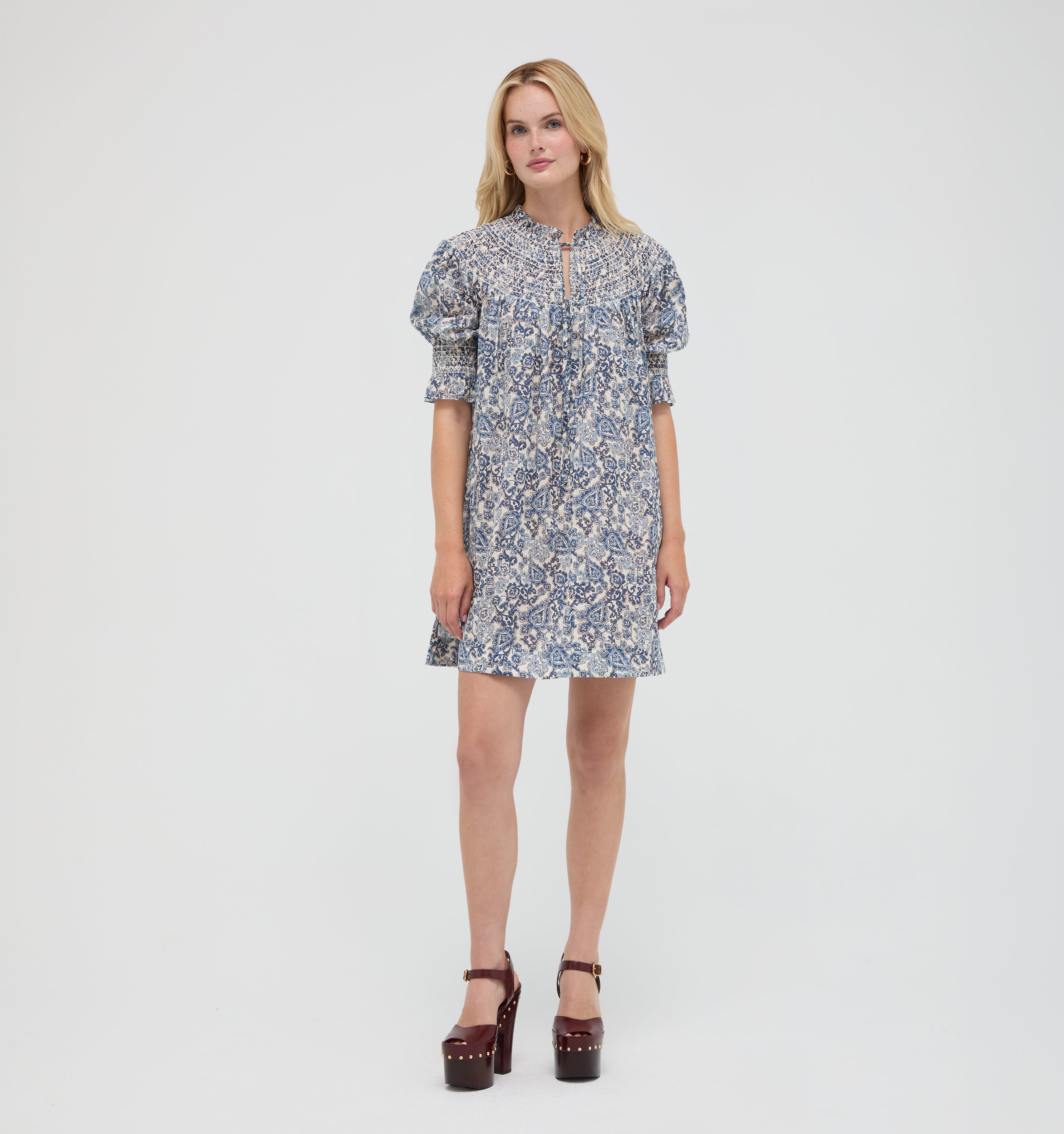 The Zinnia Mini Dress -  Chedworth Paisley Blue