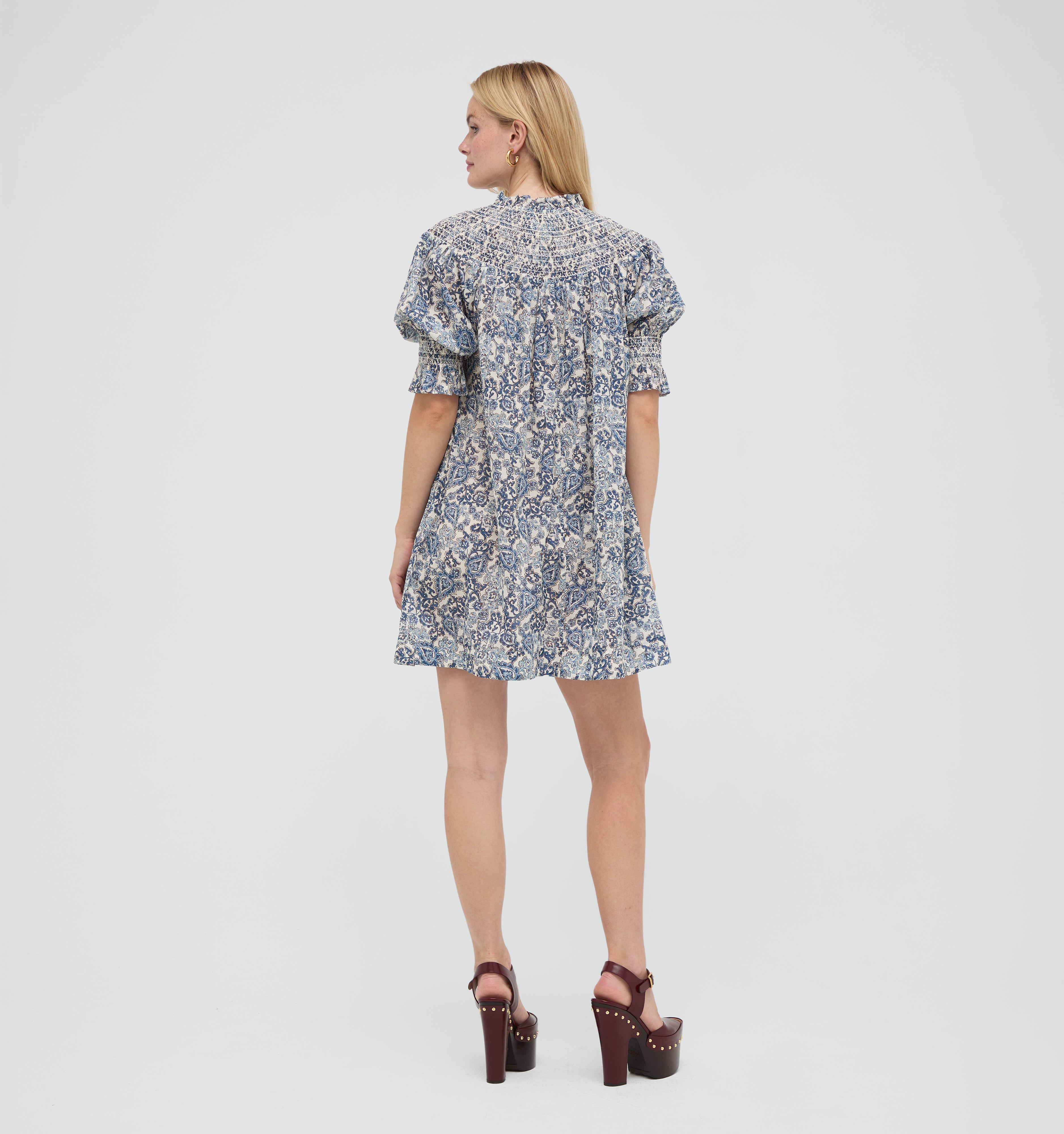 The Zinnia Mini Dress -  Chedworth Paisley Blue