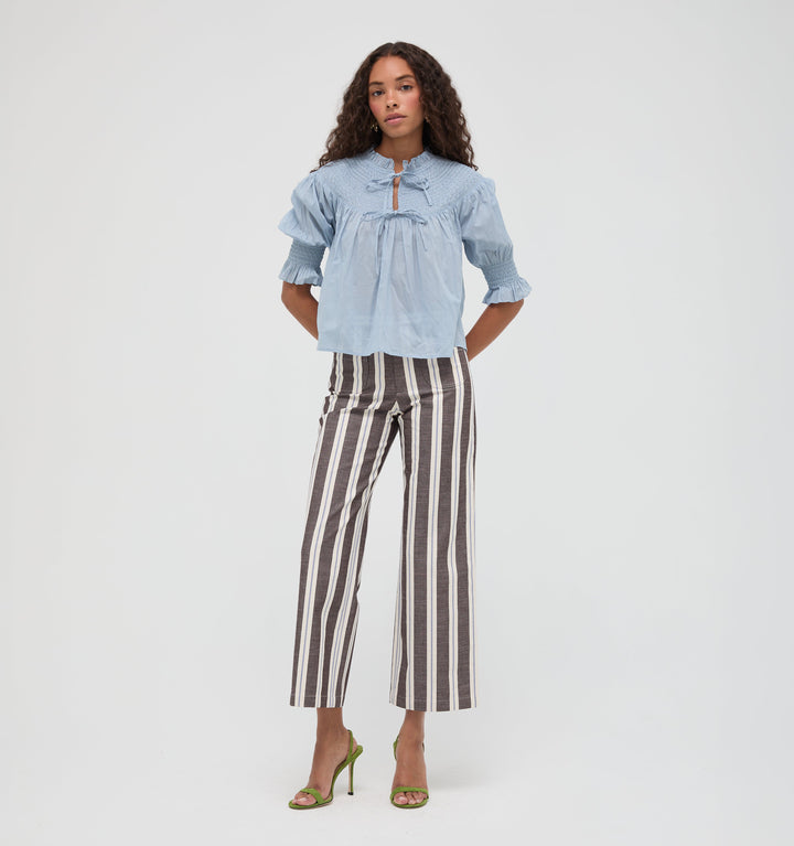The Mindy Pant -  Coln Ticking Stripe Chocolate
