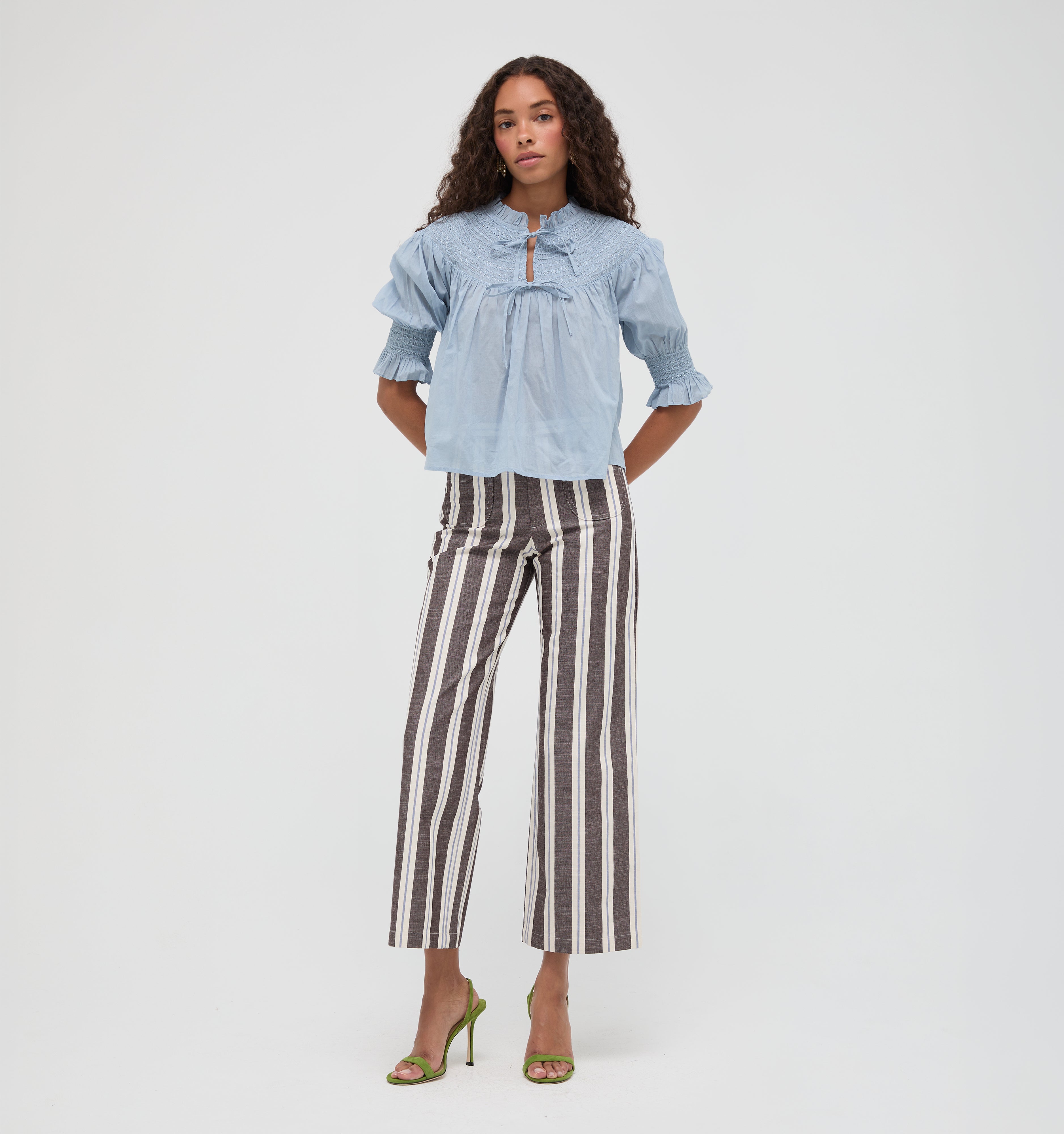 The Mindy Pant -  Coln Ticking Stripe Chocolate