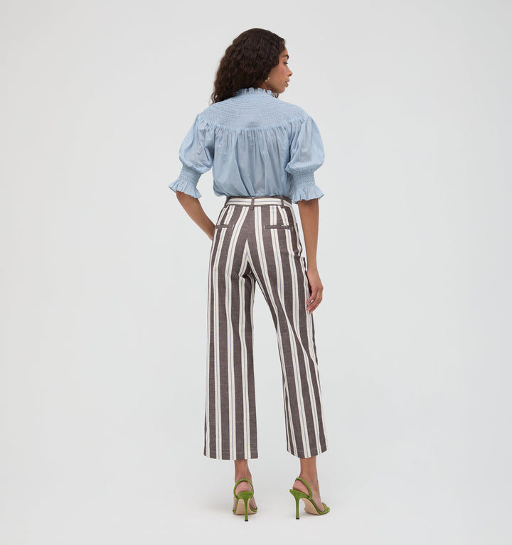 The Mindy Pant -  Coln Ticking Stripe Chocolate