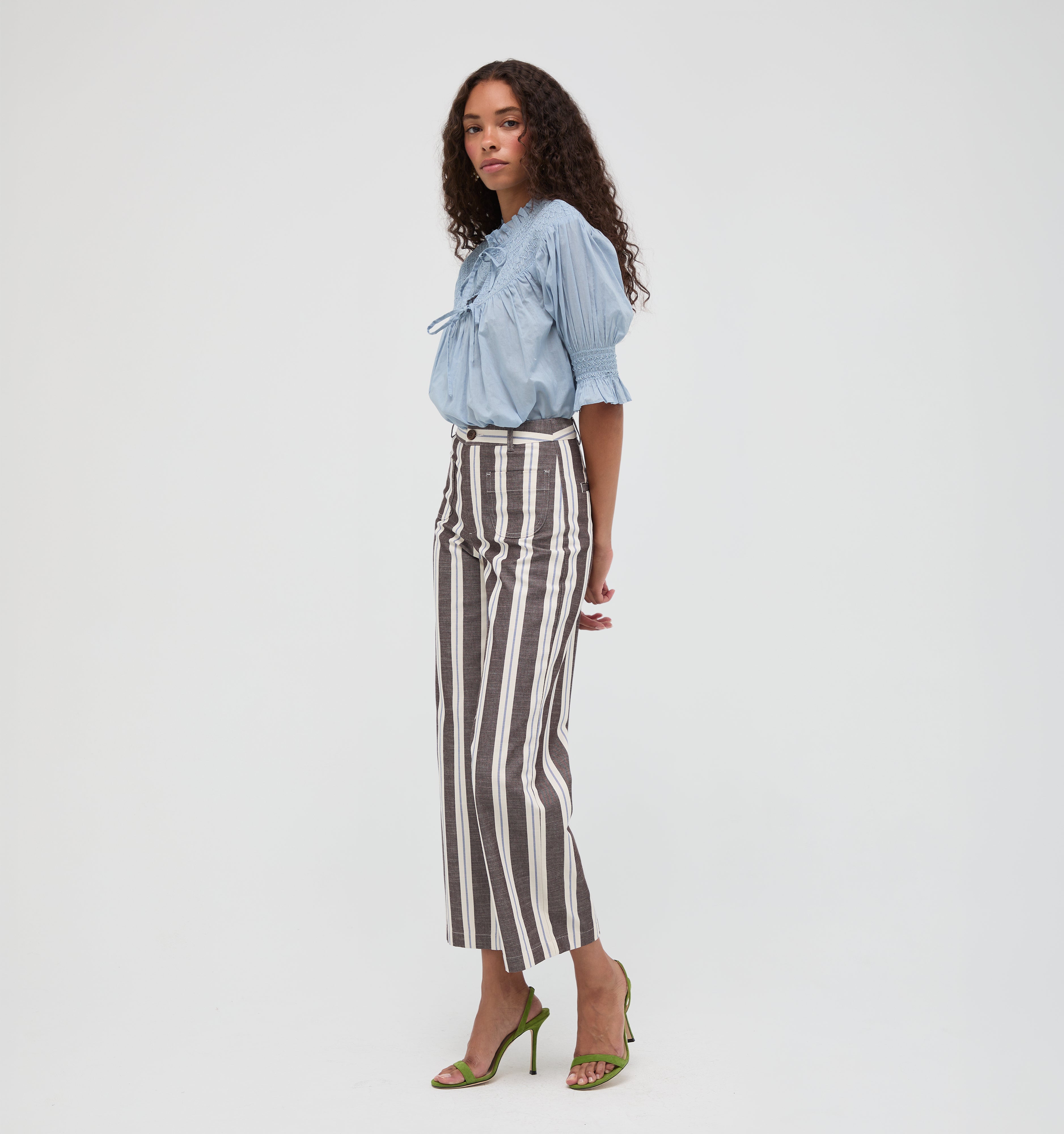 The Mindy Pant -  Coln Ticking Stripe Chocolate