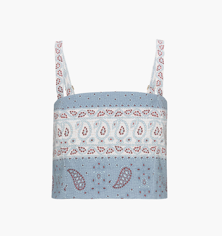 The Anya Top - Dusty Blue Gemstone Mosaic Scarf