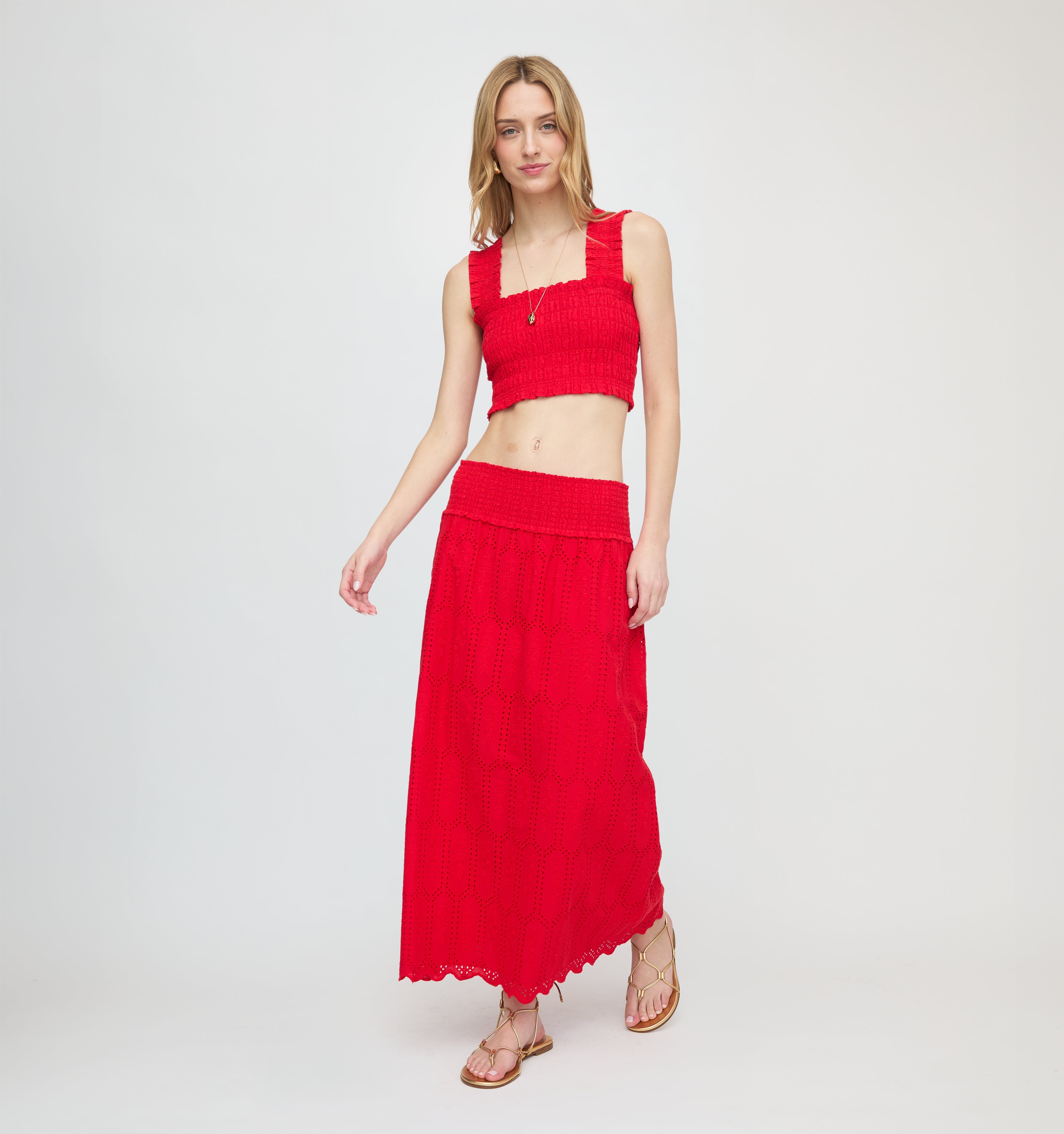 The Delphine Nap Skirt - Cherry Trellis Broderie