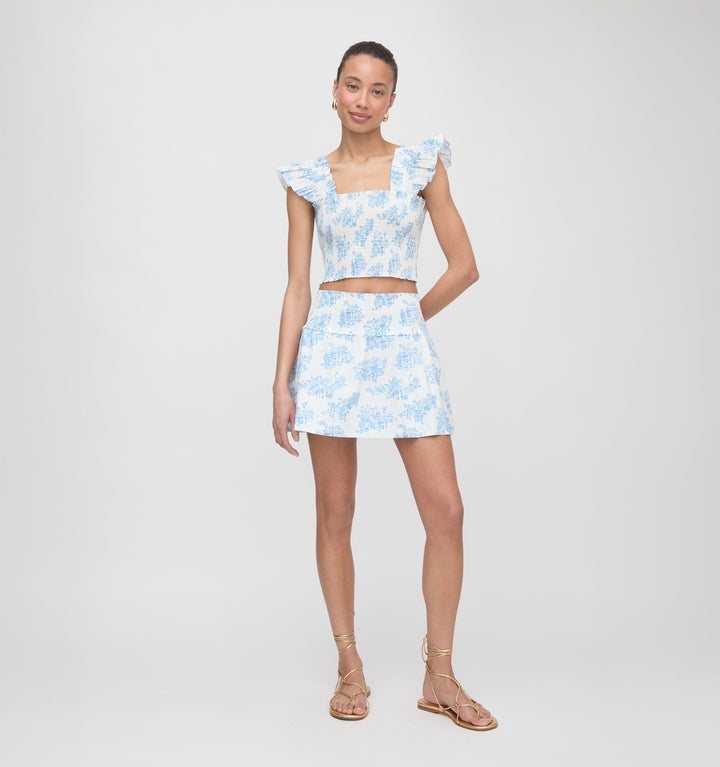Roller Rabbit x Hill House The Delphine Mini Nap Skirt - Blue Sherwood Forest Monkey