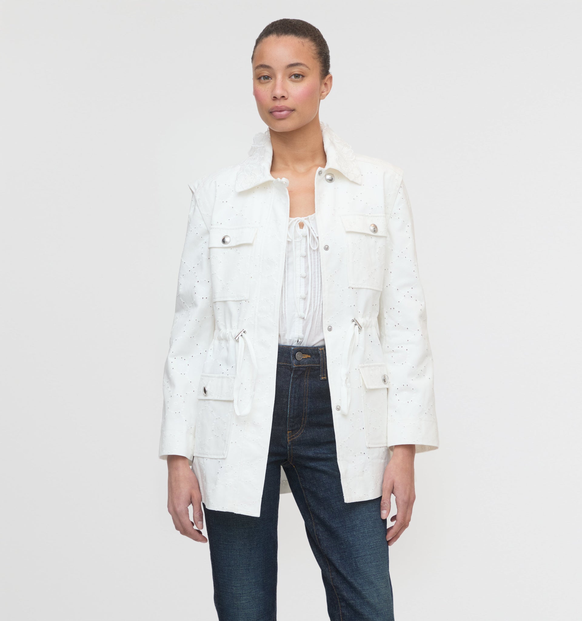 The Gillian Jacket - Ivory Eyelet