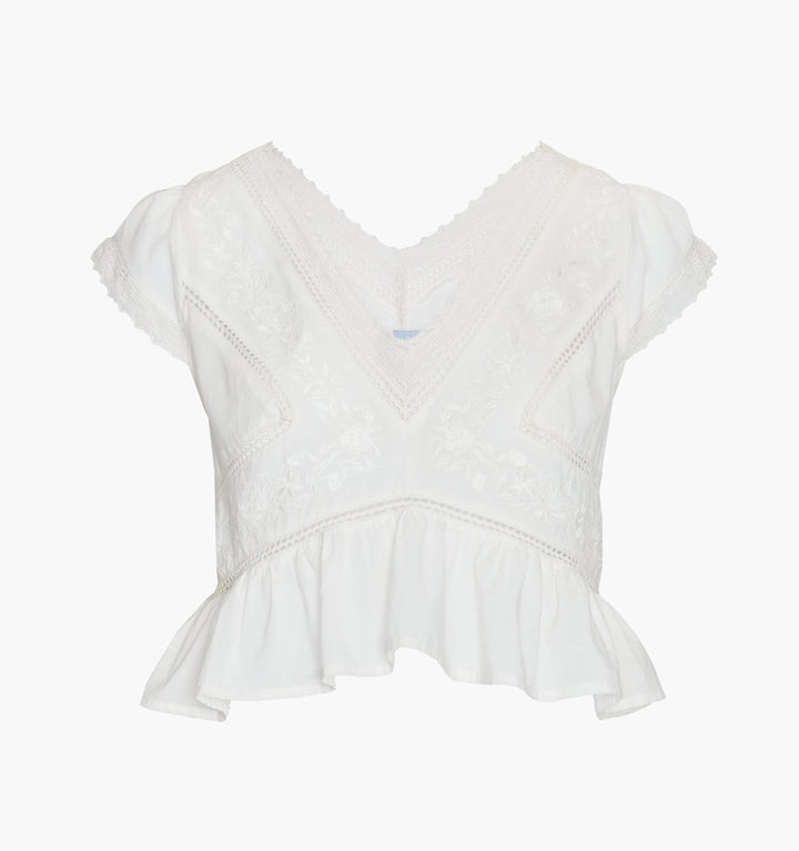 The Jackie Top - White Crisp Voile